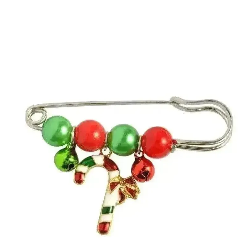 🌟 Alloy Christmas Brooch with Leaf Garland - Sparkle in Holiday Style 🌟