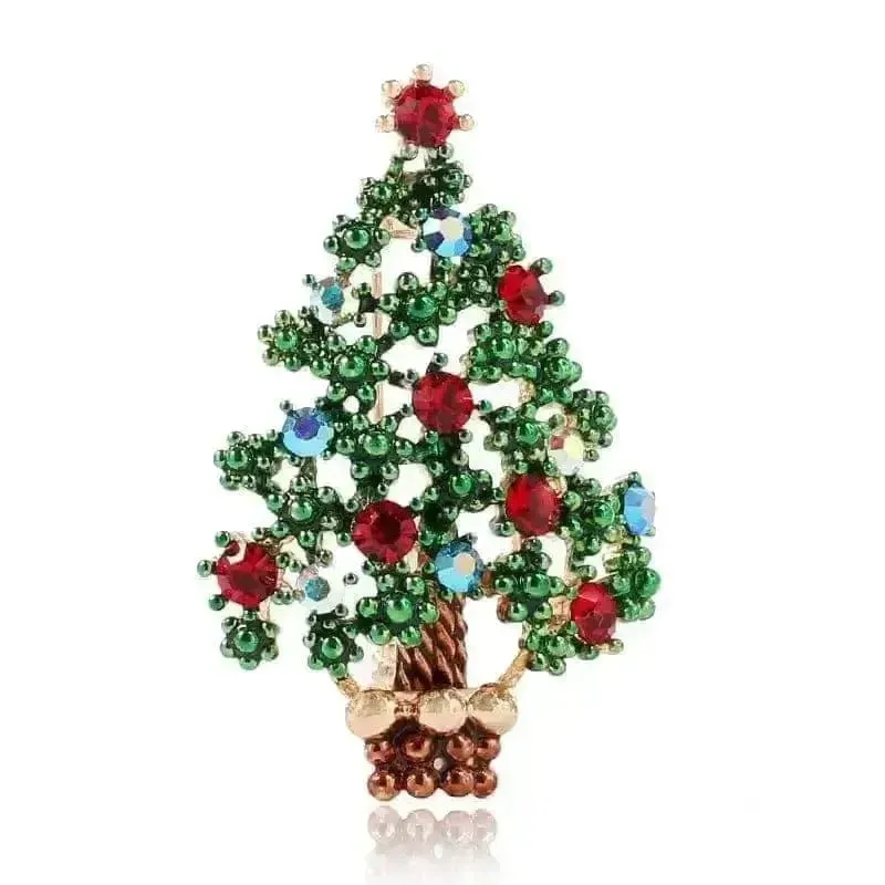 🌟 Alloy Christmas Brooch with Leaf Garland - Sparkle in Holiday Style 🌟