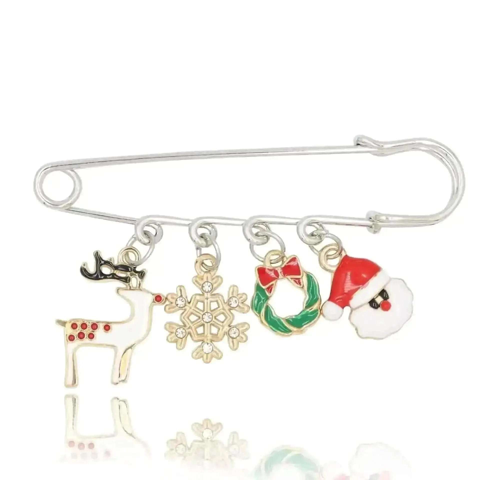 🌟 Alloy Christmas Brooch with Leaf Garland - Sparkle in Holiday Style 🌟