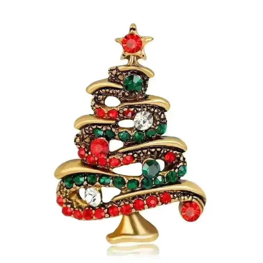 🌟 Alloy Christmas Brooch with Leaf Garland - Sparkle in Holiday Style 🌟