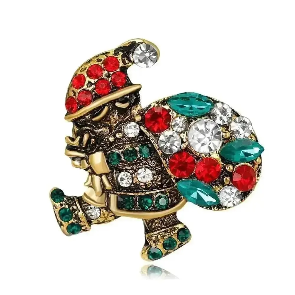🌟 Alloy Christmas Brooch with Leaf Garland - Sparkle in Holiday Style 🌟