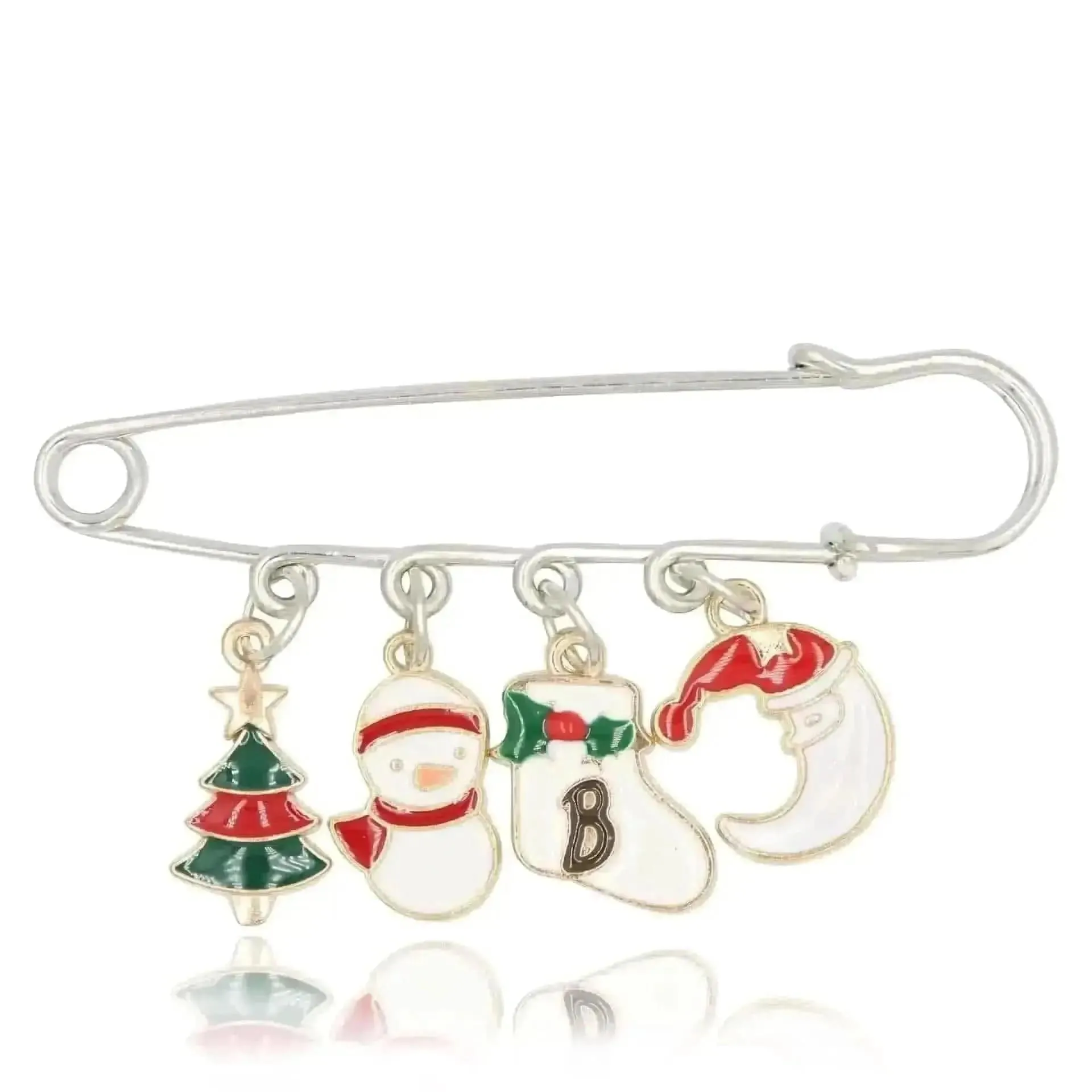 🌟 Alloy Christmas Brooch with Leaf Garland - Sparkle in Holiday Style 🌟