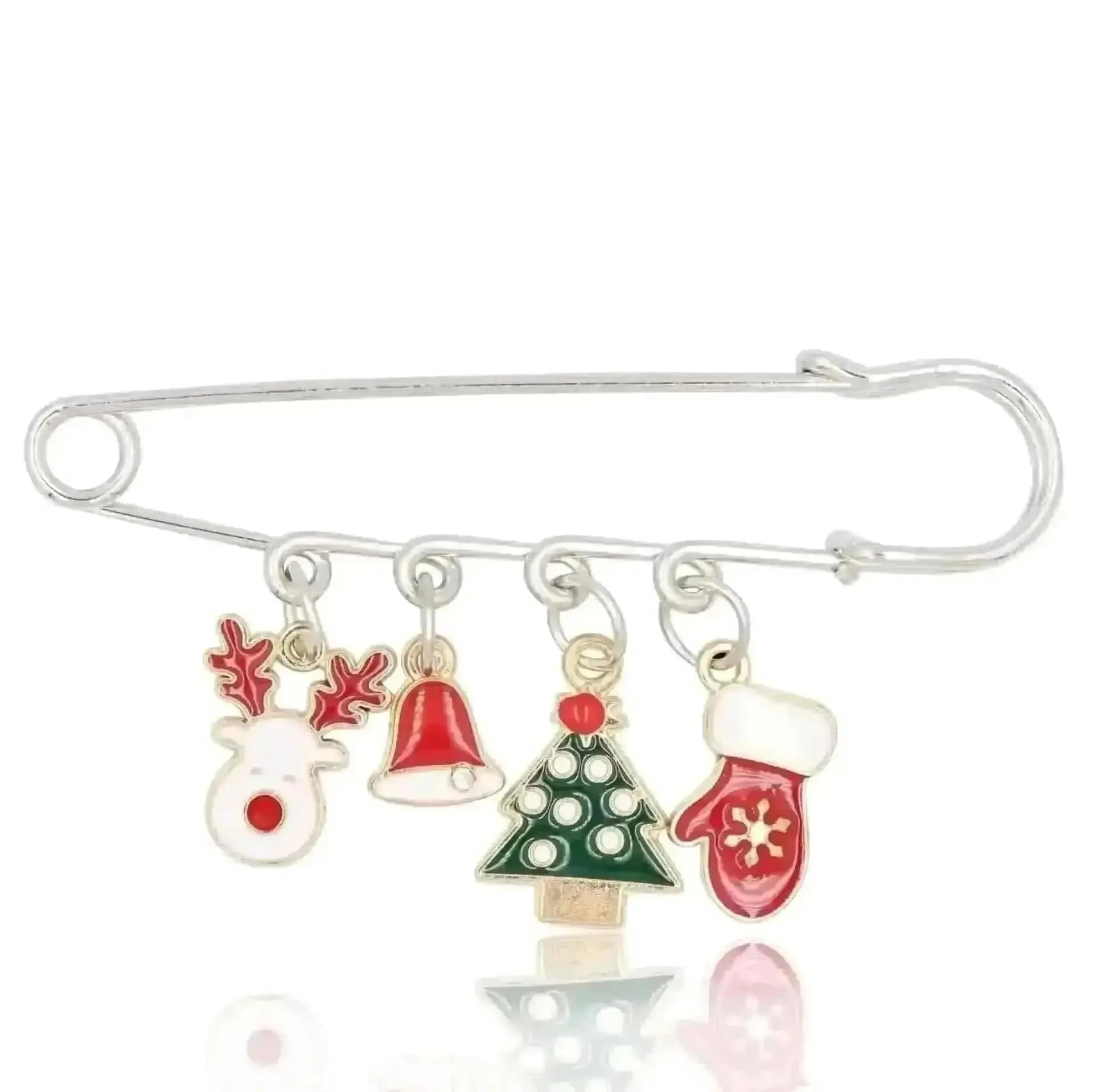 🌟 Alloy Christmas Brooch with Leaf Garland - Sparkle in Holiday Style 🌟