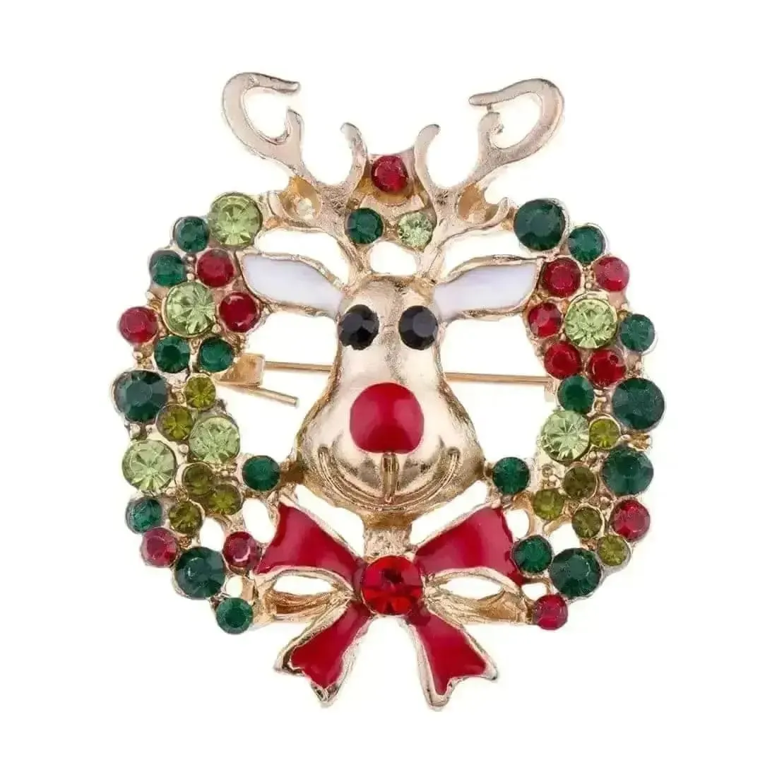 🌟 Alloy Christmas Brooch with Leaf Garland - Sparkle in Holiday Style 🌟