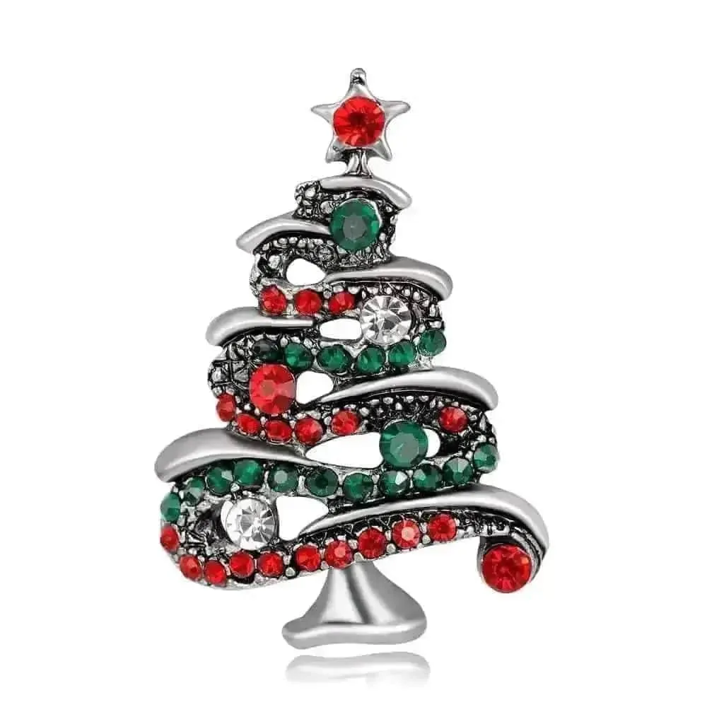 🌟 Alloy Christmas Brooch with Leaf Garland - Sparkle in Holiday Style 🌟