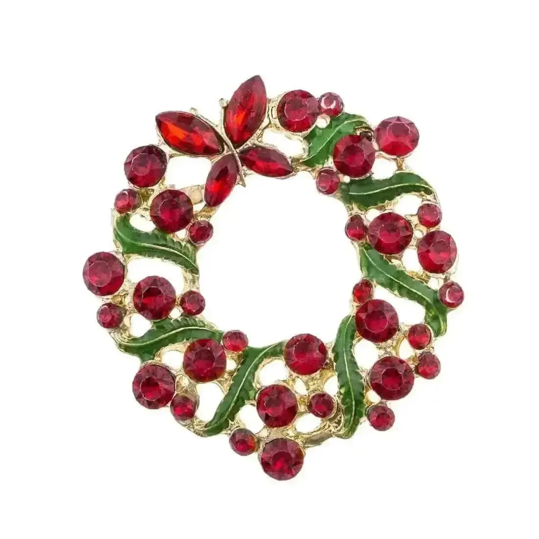 🌟 Alloy Christmas Brooch with Leaf Garland - Sparkle in Holiday Style 🌟