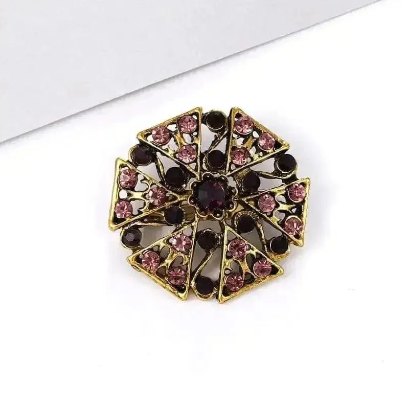 🌟 Alloy Rhinestone Small Pin Brooch - Floral Elegance in Fashion 🌟