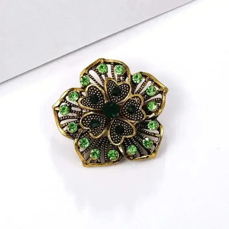 🌟 Alloy Rhinestone Small Pin Brooch - Floral Elegance in Fashion 🌟
