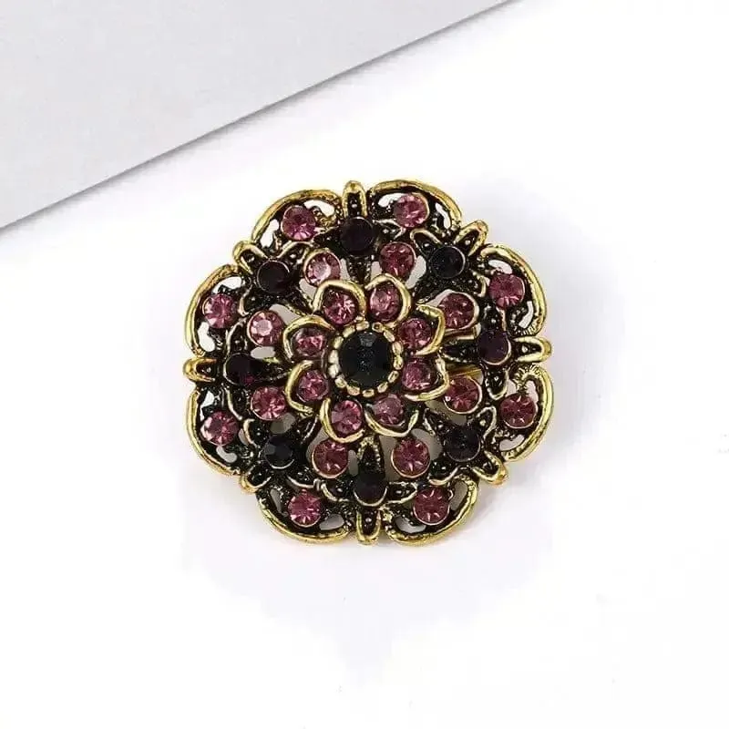 🌟 Alloy Rhinestone Small Pin Brooch - Floral Elegance in Fashion 🌟