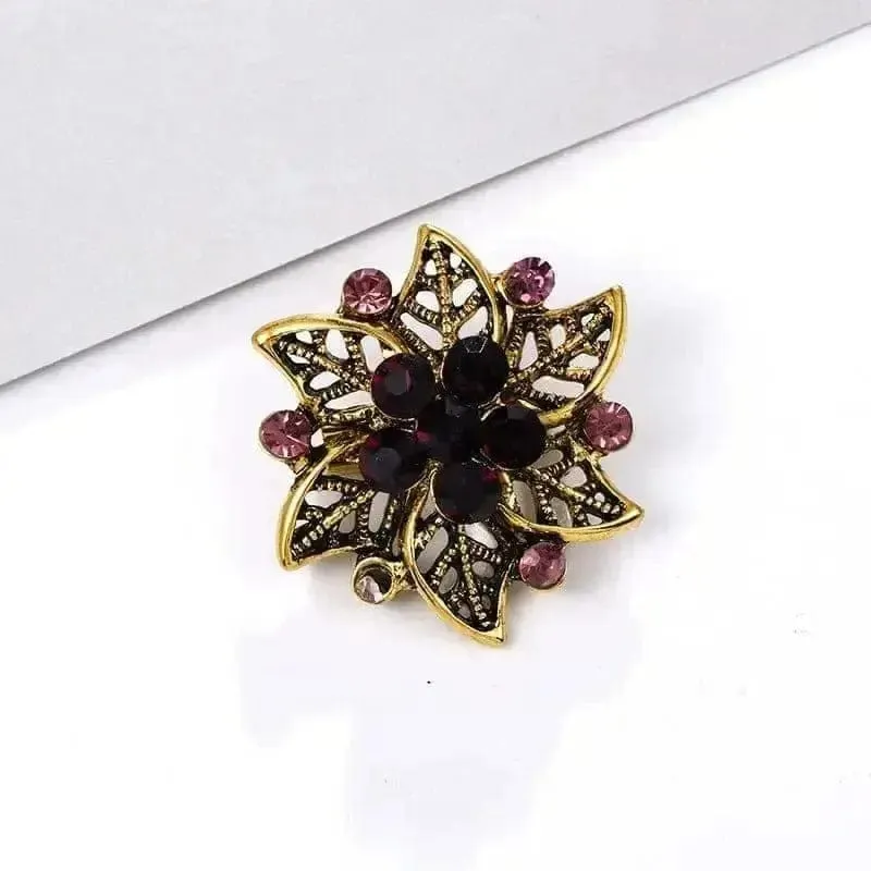 🌟 Alloy Rhinestone Small Pin Brooch - Floral Elegance in Fashion 🌟