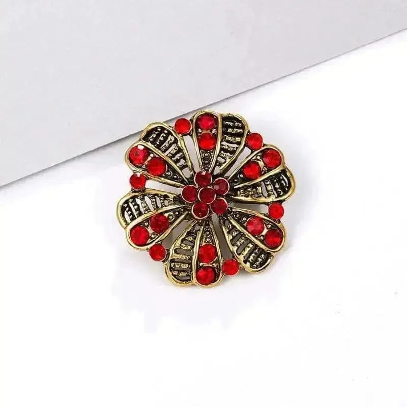 🌟 Alloy Rhinestone Small Pin Brooch - Floral Elegance in Fashion 🌟