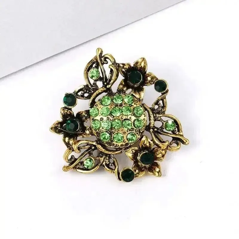 🌟 Alloy Rhinestone Small Pin Brooch - Floral Elegance in Fashion 🌟