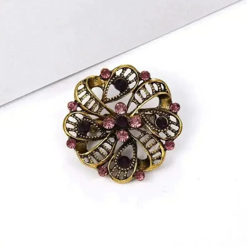 🌟 Alloy Rhinestone Small Pin Brooch - Floral Elegance in Fashion 🌟