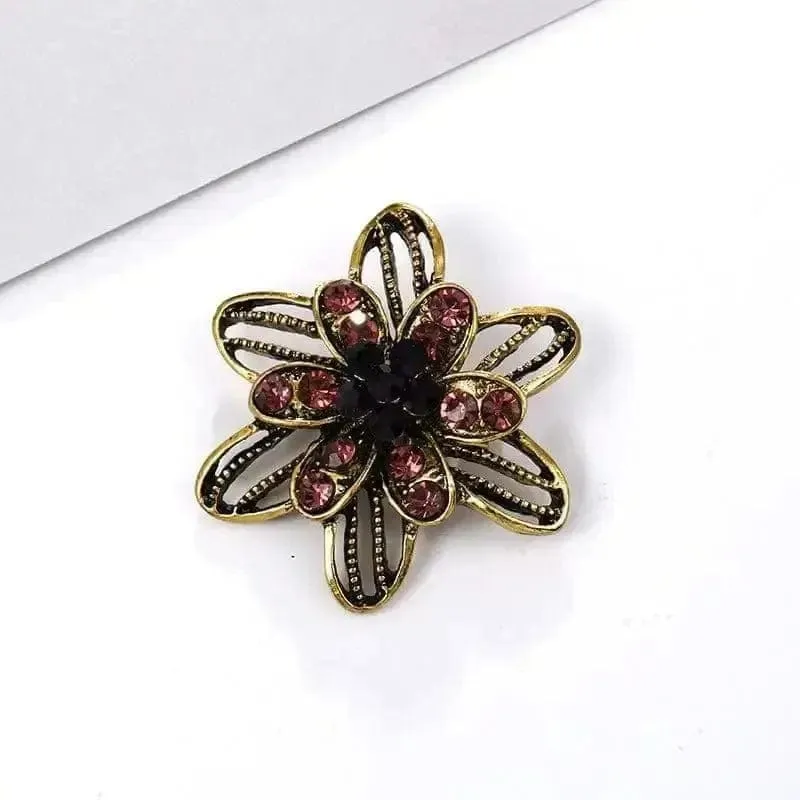 🌟 Alloy Rhinestone Small Pin Brooch - Floral Elegance in Fashion 🌟