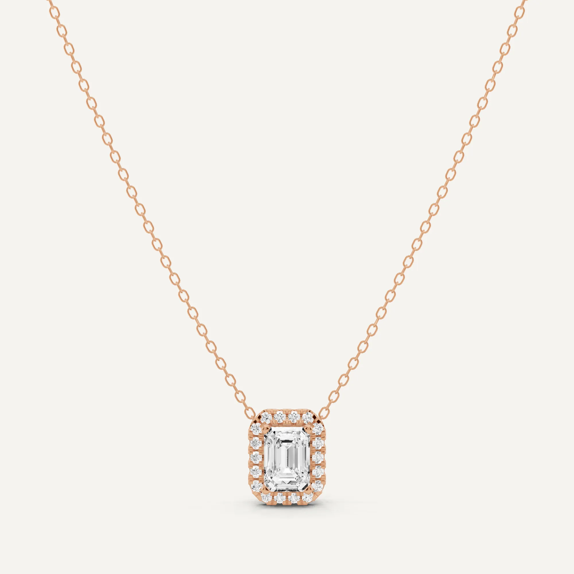 1 1/5 ctw Emerald Diamond Halo Fashion Pendant