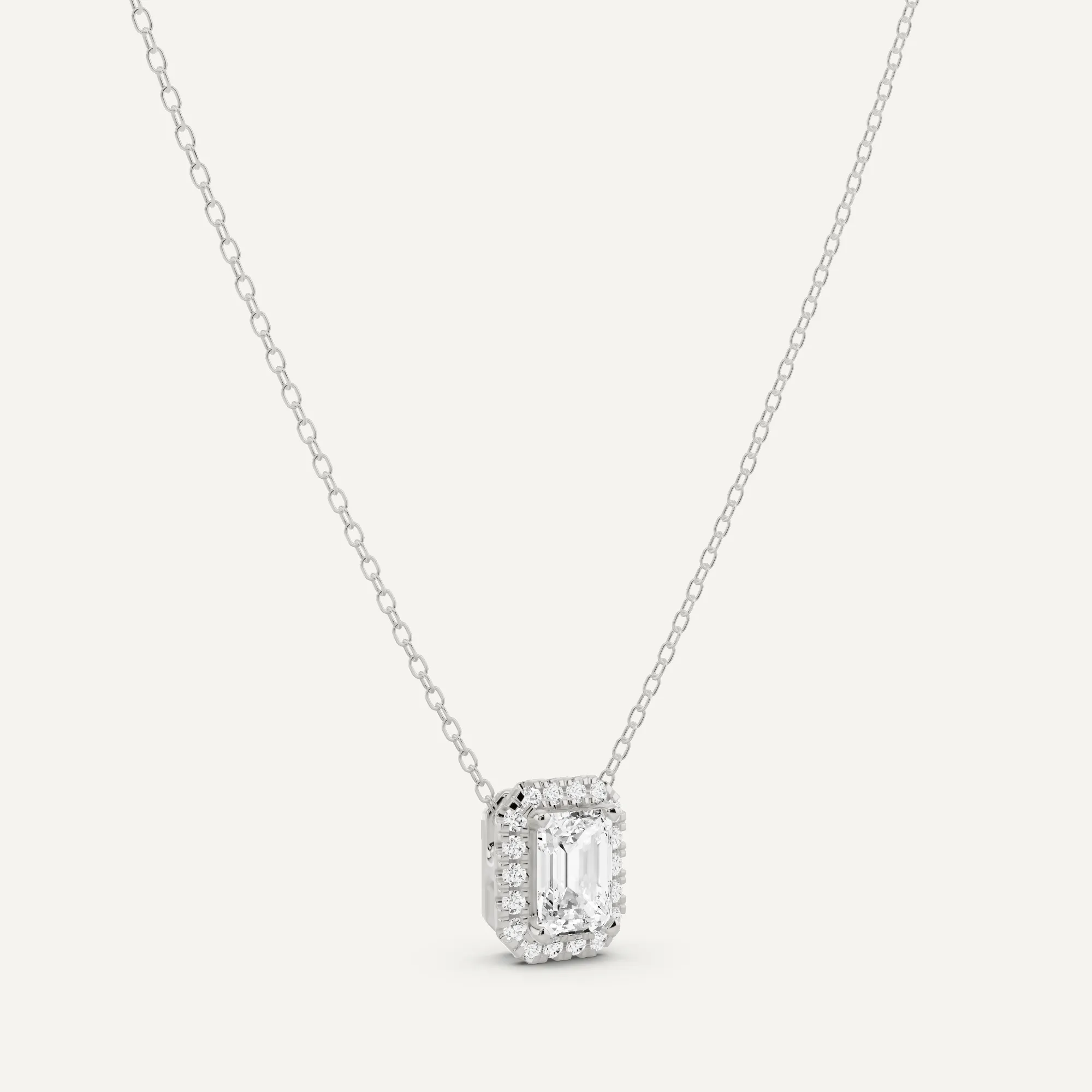 1 1/5 ctw Emerald Diamond Halo Fashion Pendant
