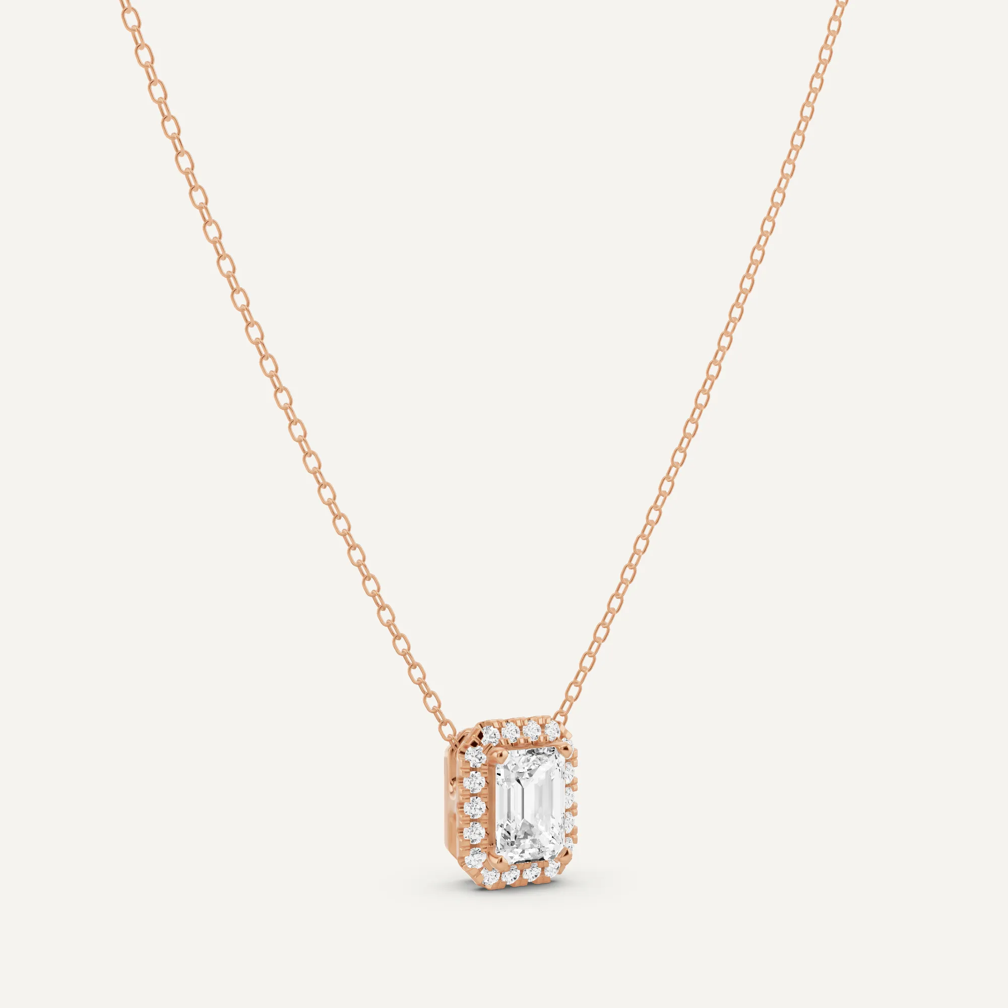 1 1/5 ctw Emerald Diamond Halo Fashion Pendant