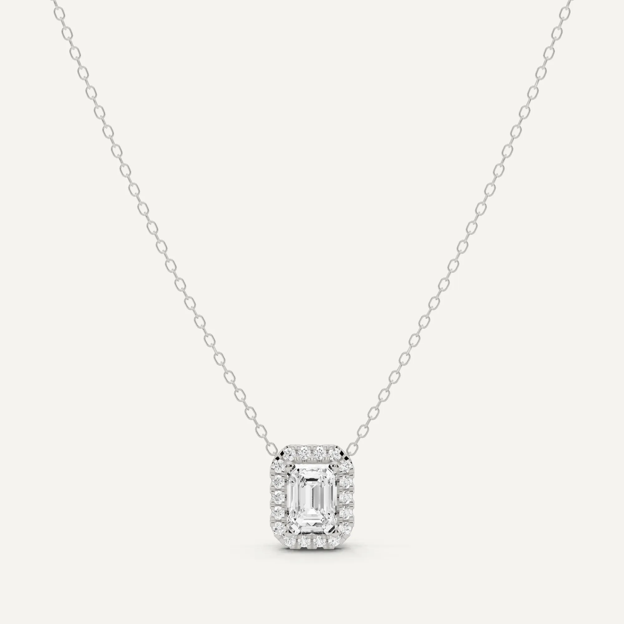 1 1/5 ctw Emerald Diamond Halo Fashion Pendant