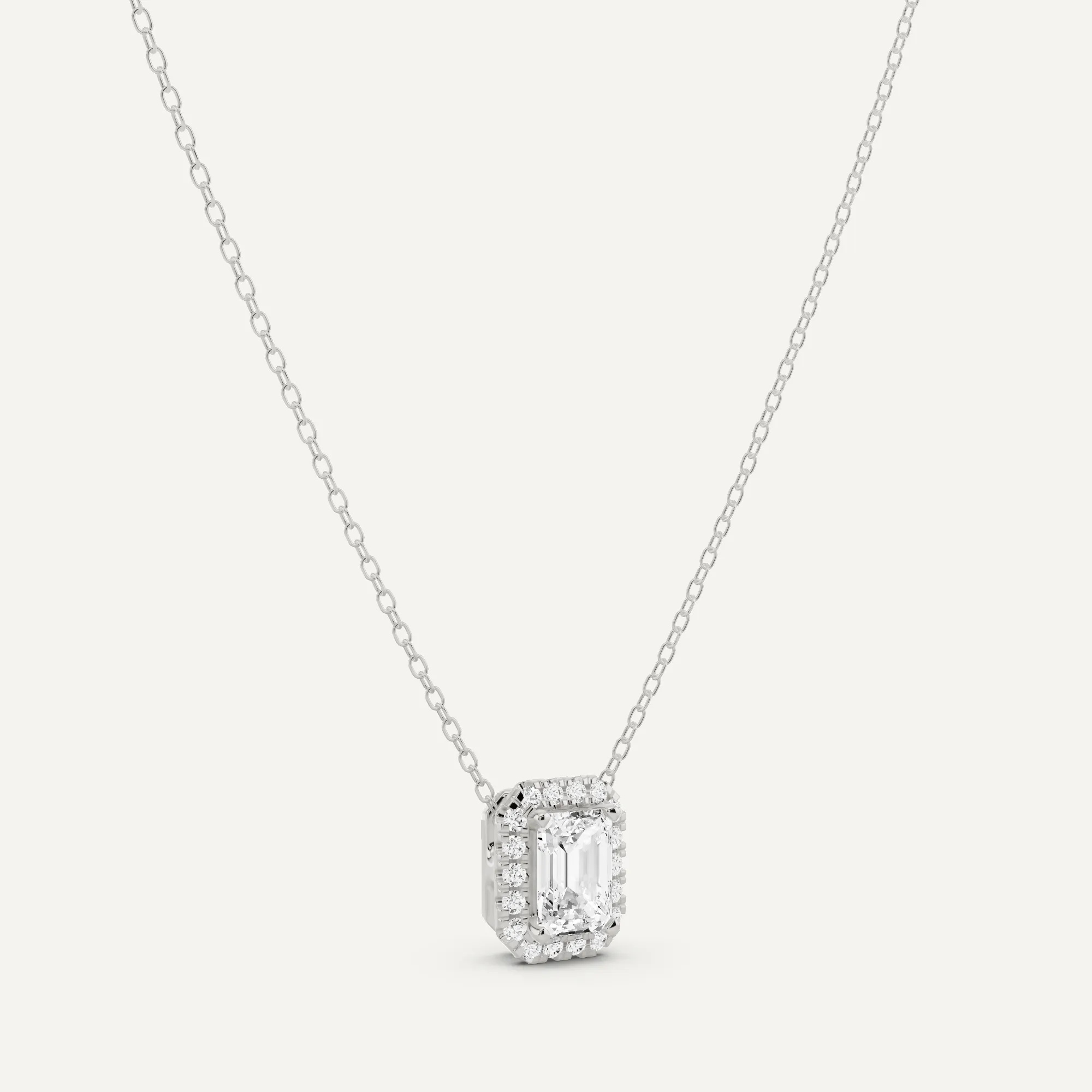 1 1/5 ctw Emerald Diamond Halo Fashion Pendant