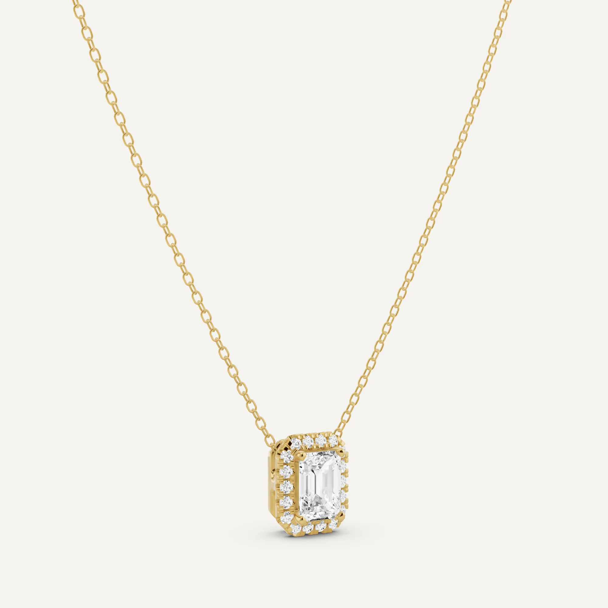 1 1/5 ctw Emerald Diamond Halo Fashion Pendant