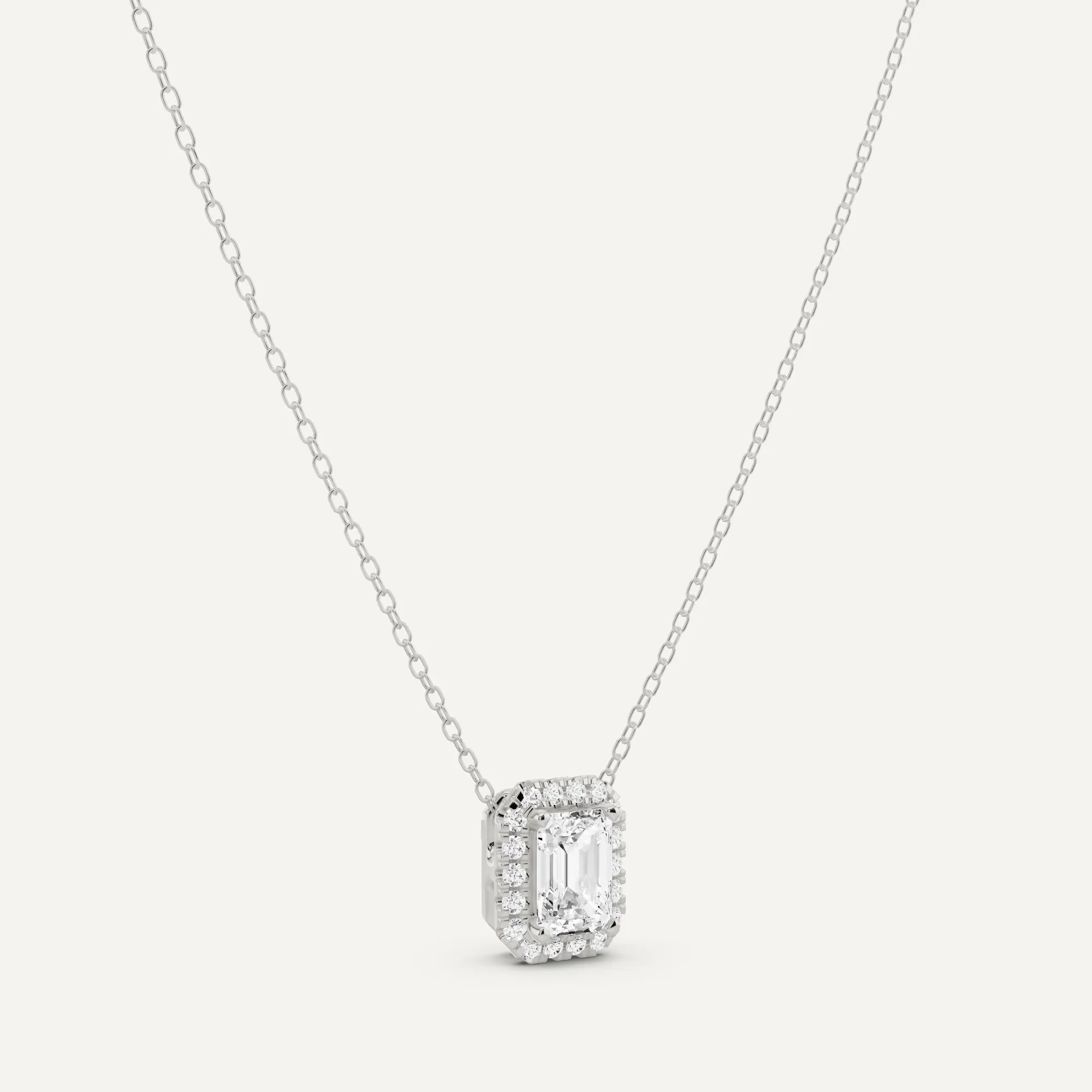 1 1/5 ctw Emerald Diamond Halo Fashion Pendant