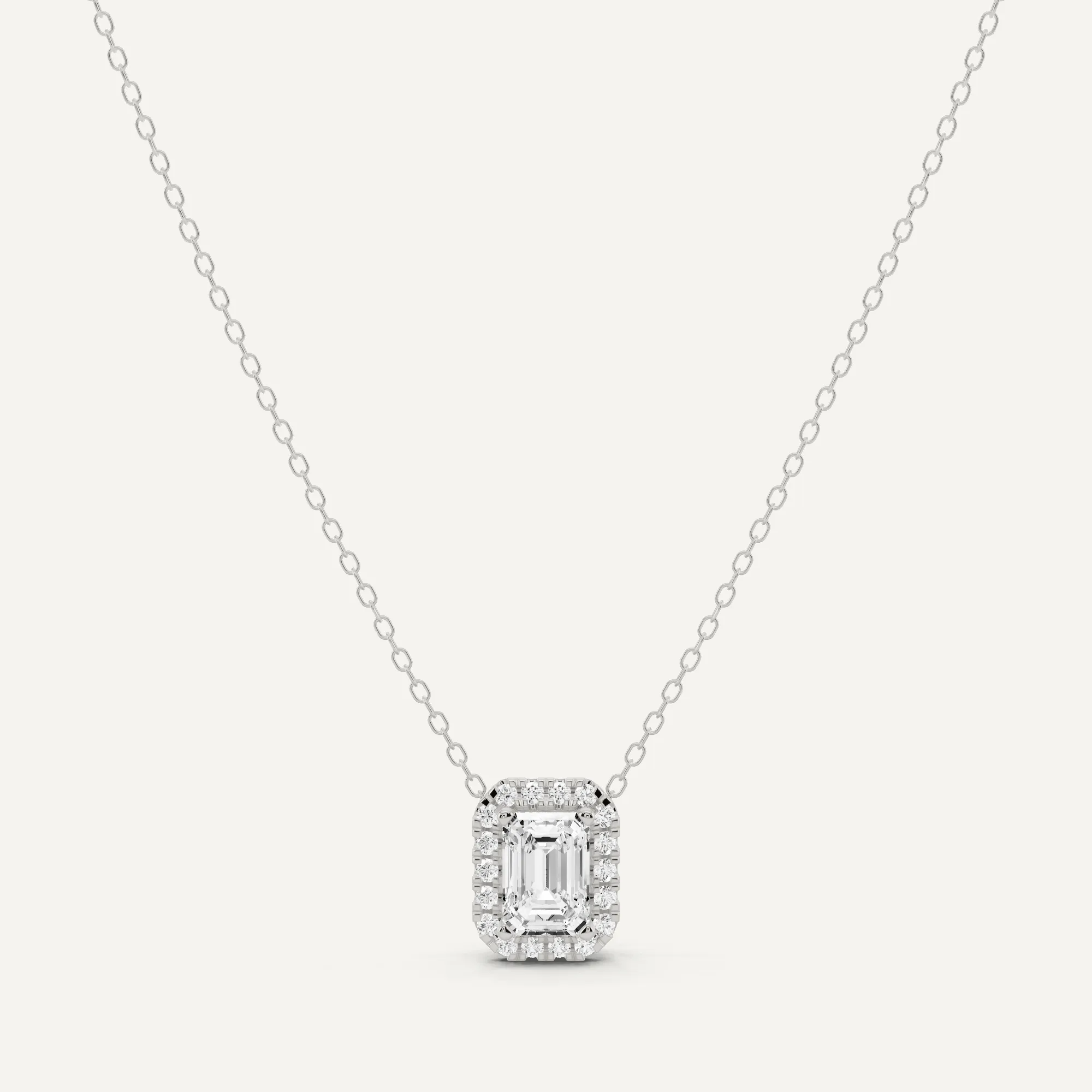 1 1/5 ctw Emerald Diamond Halo Fashion Pendant