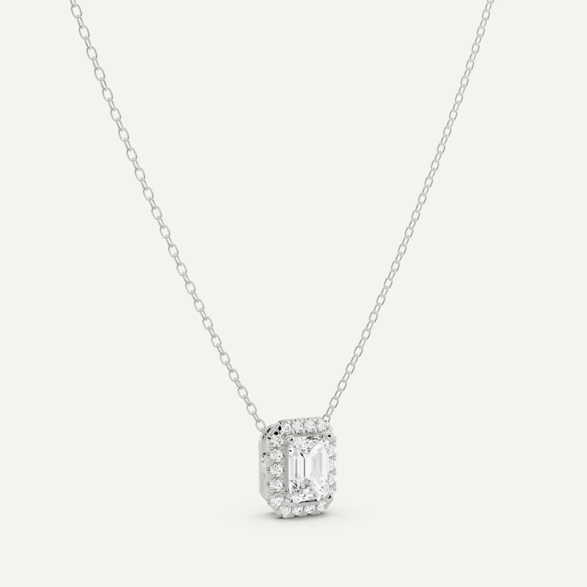 1 1/5 ctw Emerald Diamond Halo Fashion Pendant