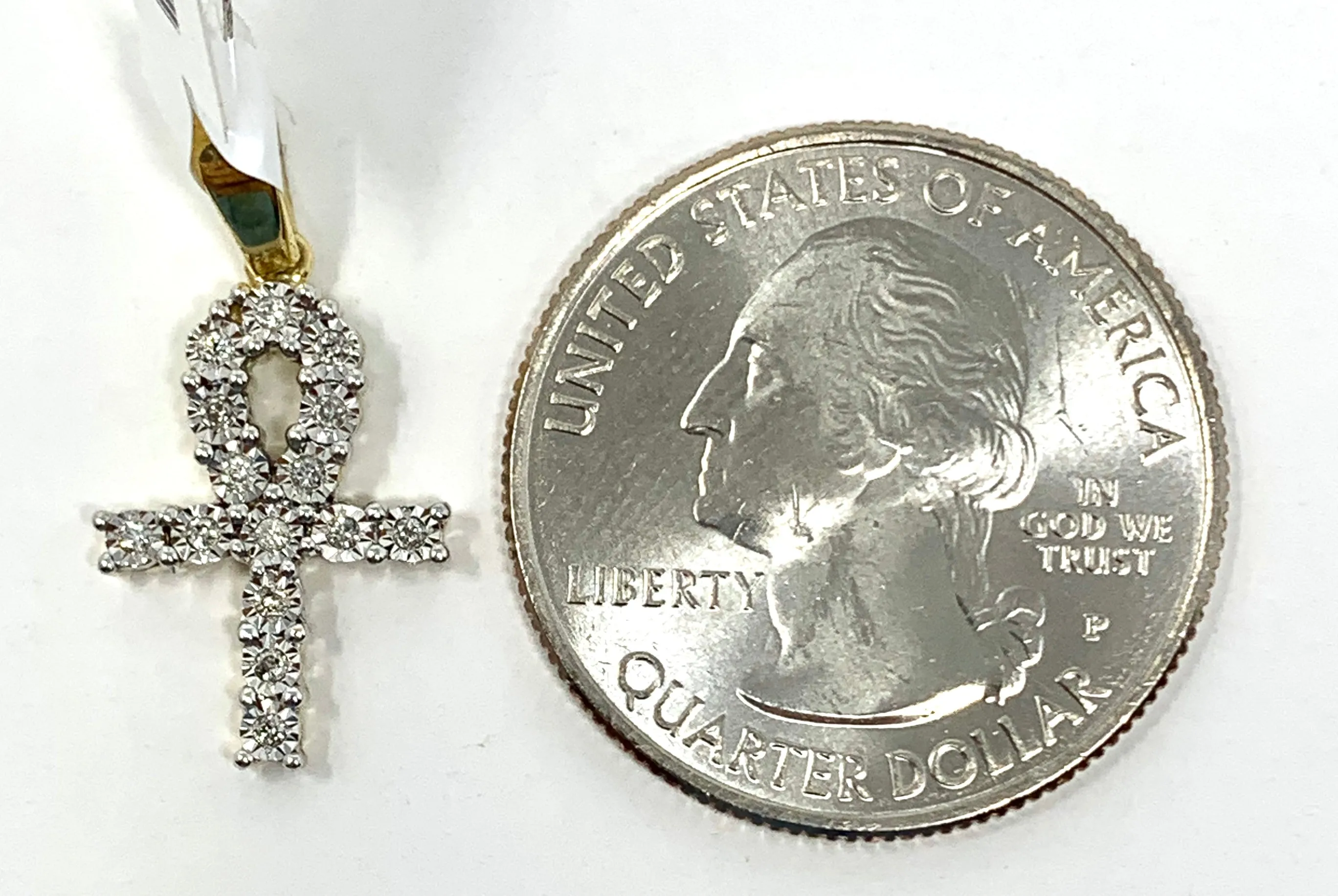 10K 0.09CT Yellow Gold Cross Pendant Charm