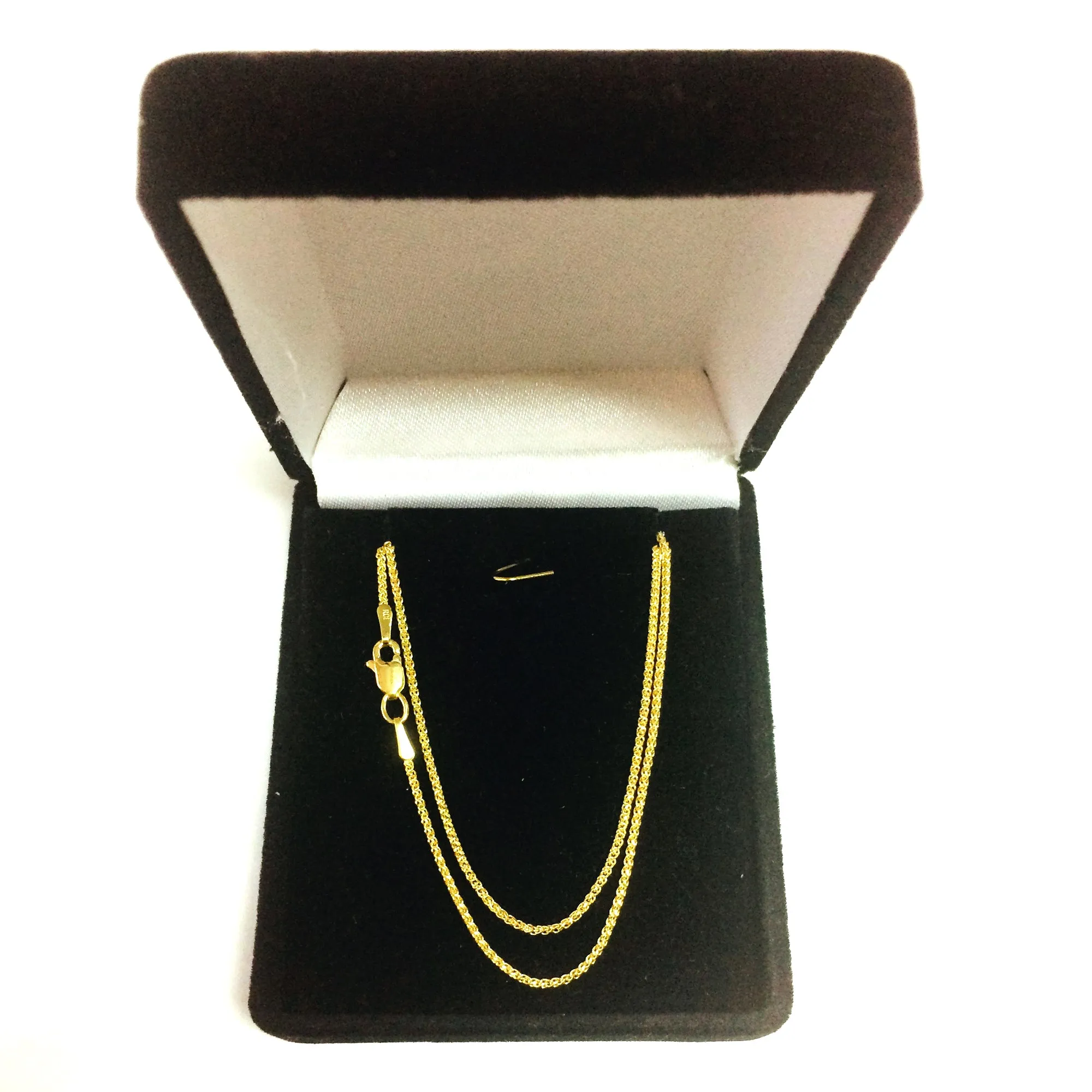 14k Yellow Gold Round Diamond Cut Wheat Chain Necklace, 1.15mm