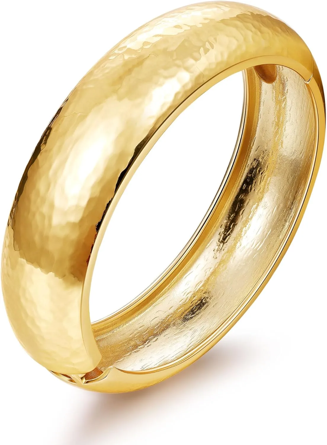 18K Gold Plated Chunky Bangle Bracelets for Women Gold Wide Cuff Bangle Bracelet Hammered Minimalist Thick Gold Wrist Wrap Bracelets