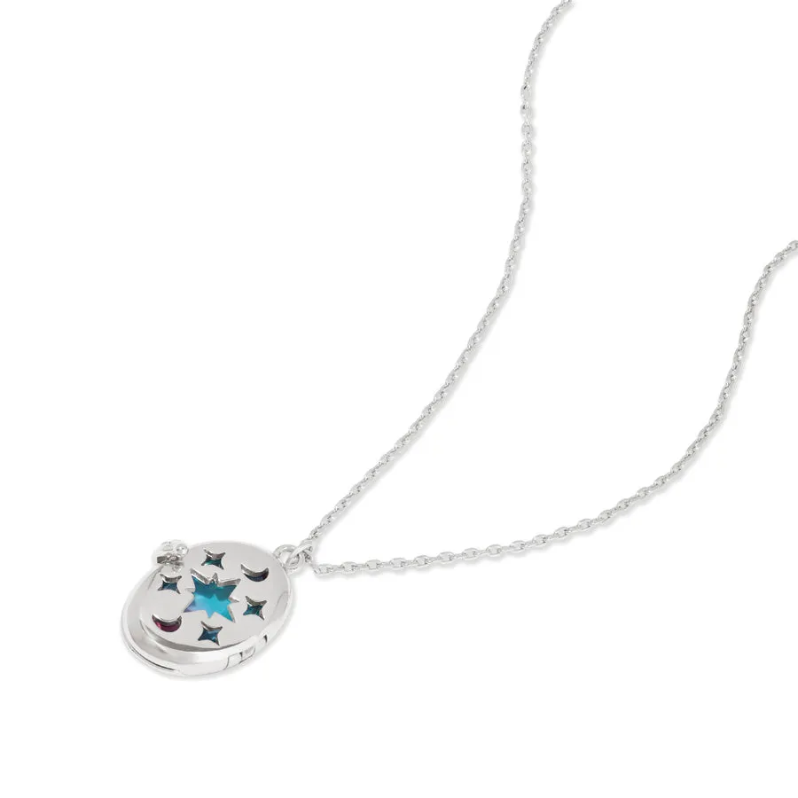 Aura Ombre Fuchsia & Turquoise Silver Locket Necklace