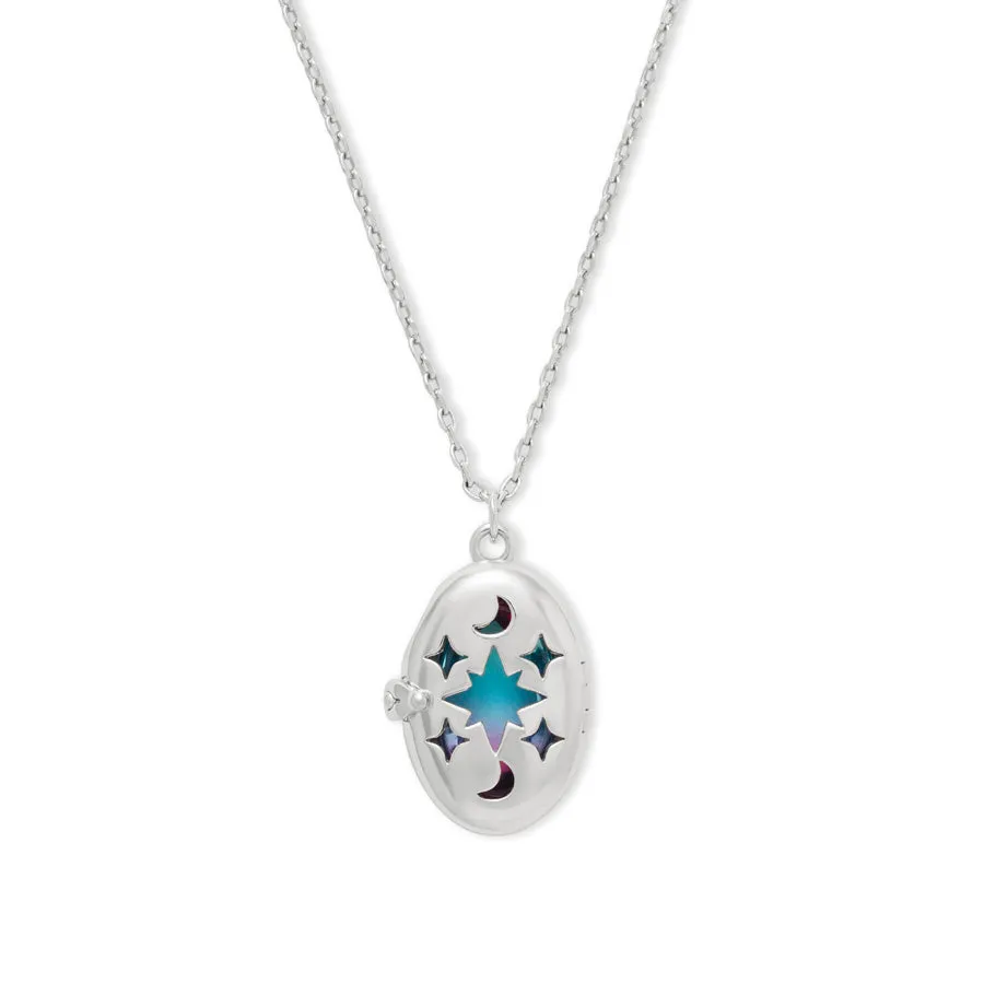 Aura Ombre Fuchsia & Turquoise Silver Locket Necklace