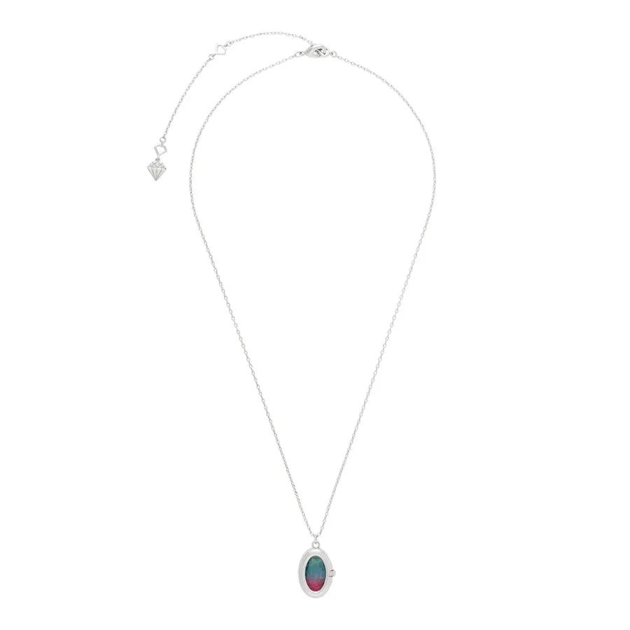 Aura Ombre Fuchsia & Turquoise Silver Locket Necklace