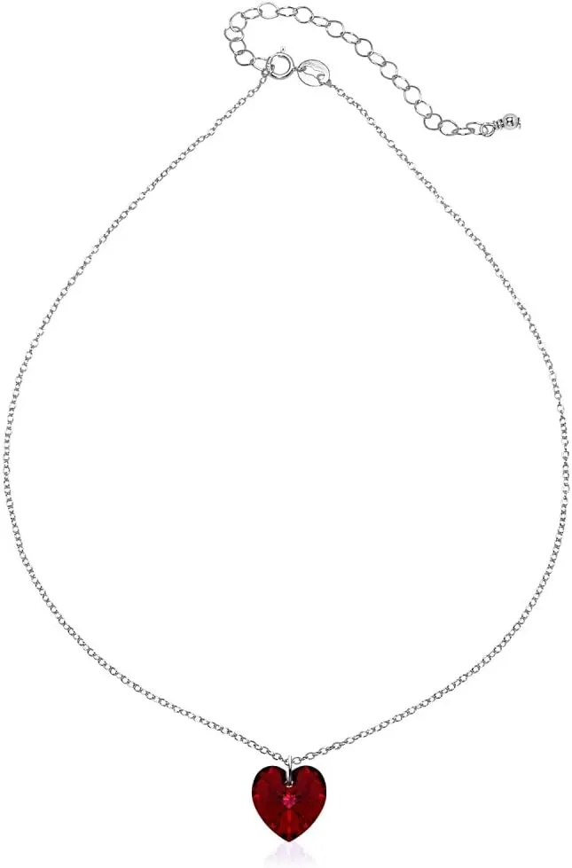 B. BRILLIANT Sterling Silver European Crystal Heart Short Choker Necklace for Women