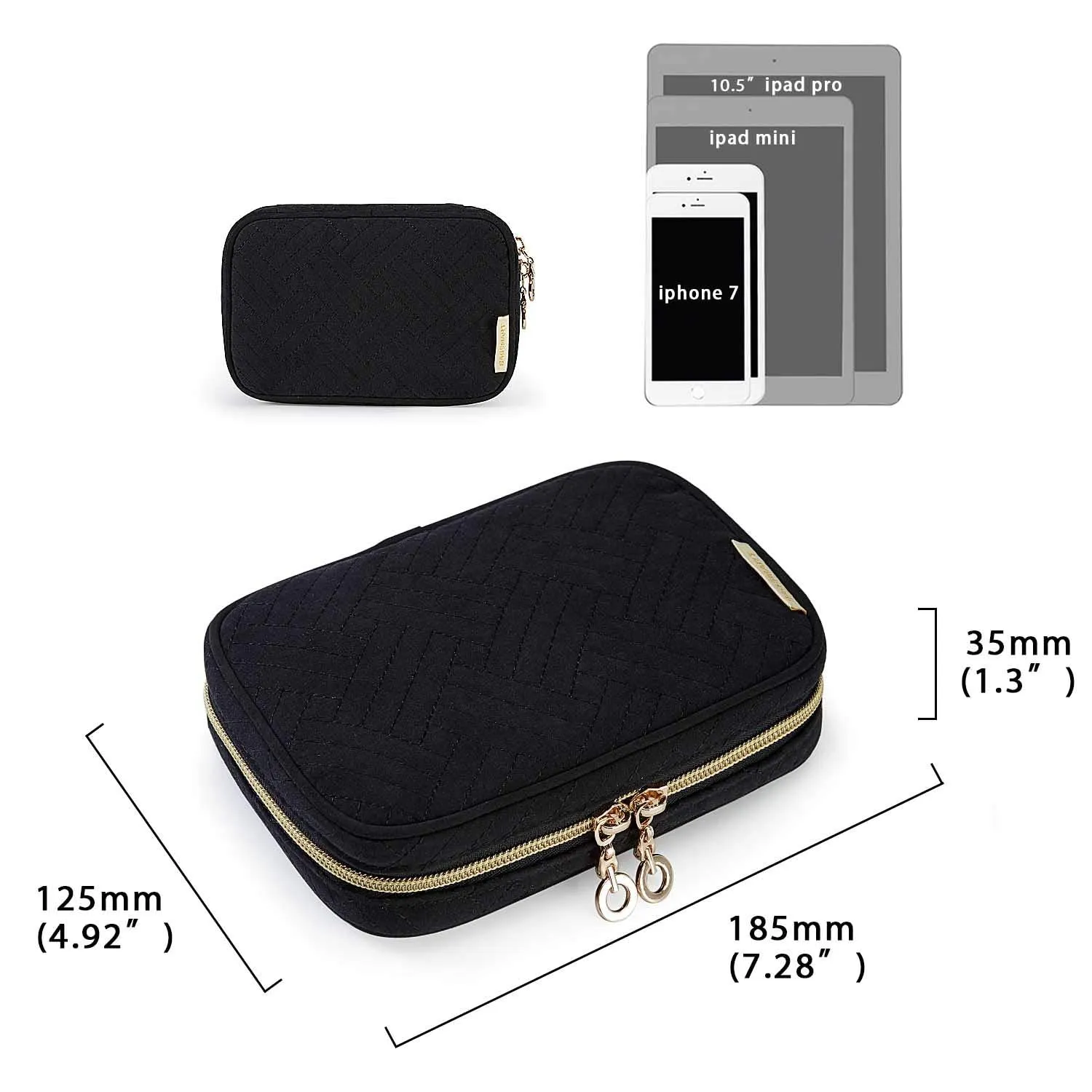 BAGSMART Travel Jewelry Organizer Case Small Jewelry Roll for Journey-Rings, Necklaces, Earrings, Bracelets, Black