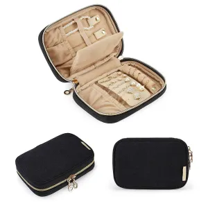 BAGSMART Travel Jewelry Organizer Case Small Jewelry Roll for Journey-Rings, Necklaces, Earrings, Bracelets, Black