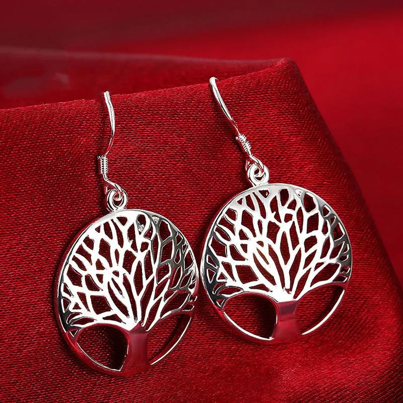 Best Silver Tree Of Life jewelry set necklace earring 18inch totem gift wife girl friend women wedding Valentines