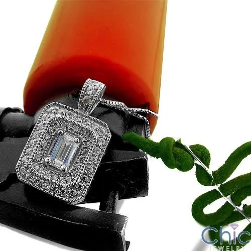 Cubic Zirconia Cz Emerald Round Pendant