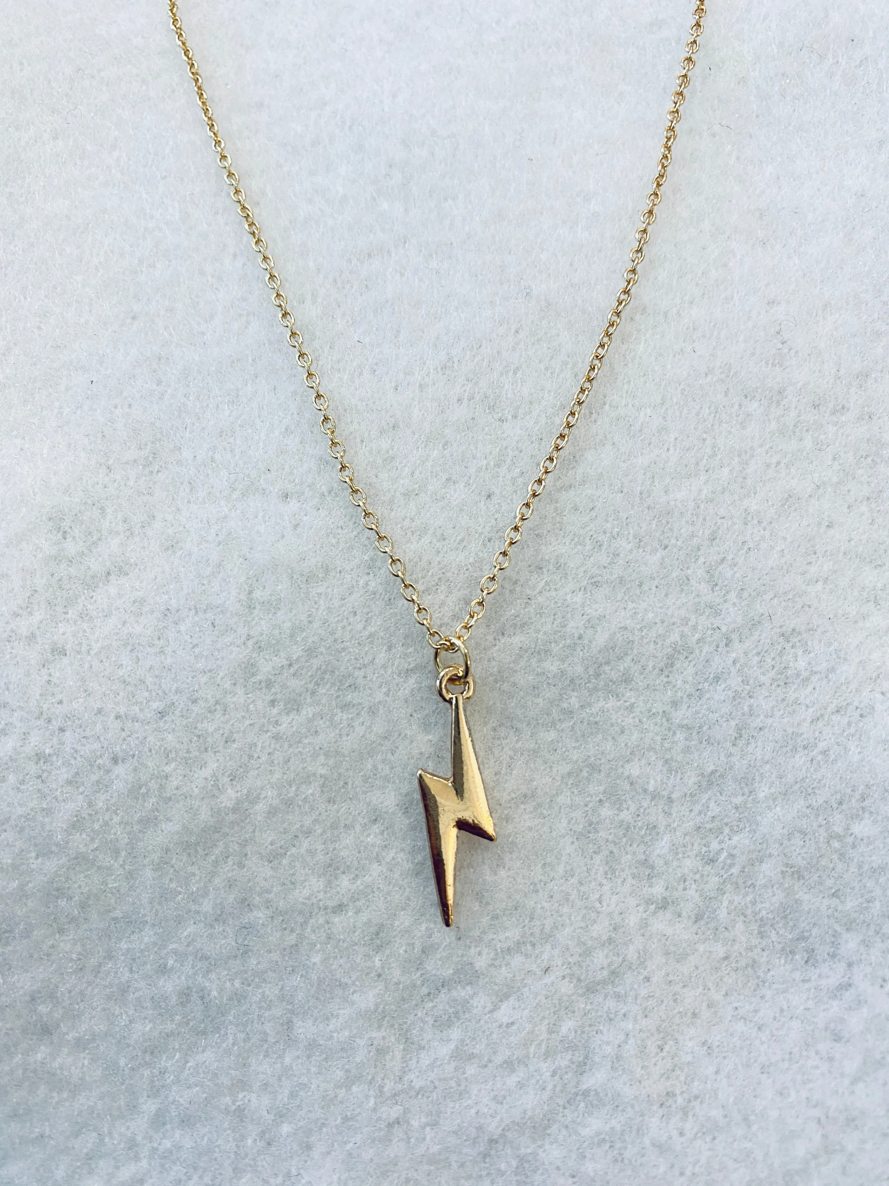 Cute Gold Lightning Bolt Charm Necklace