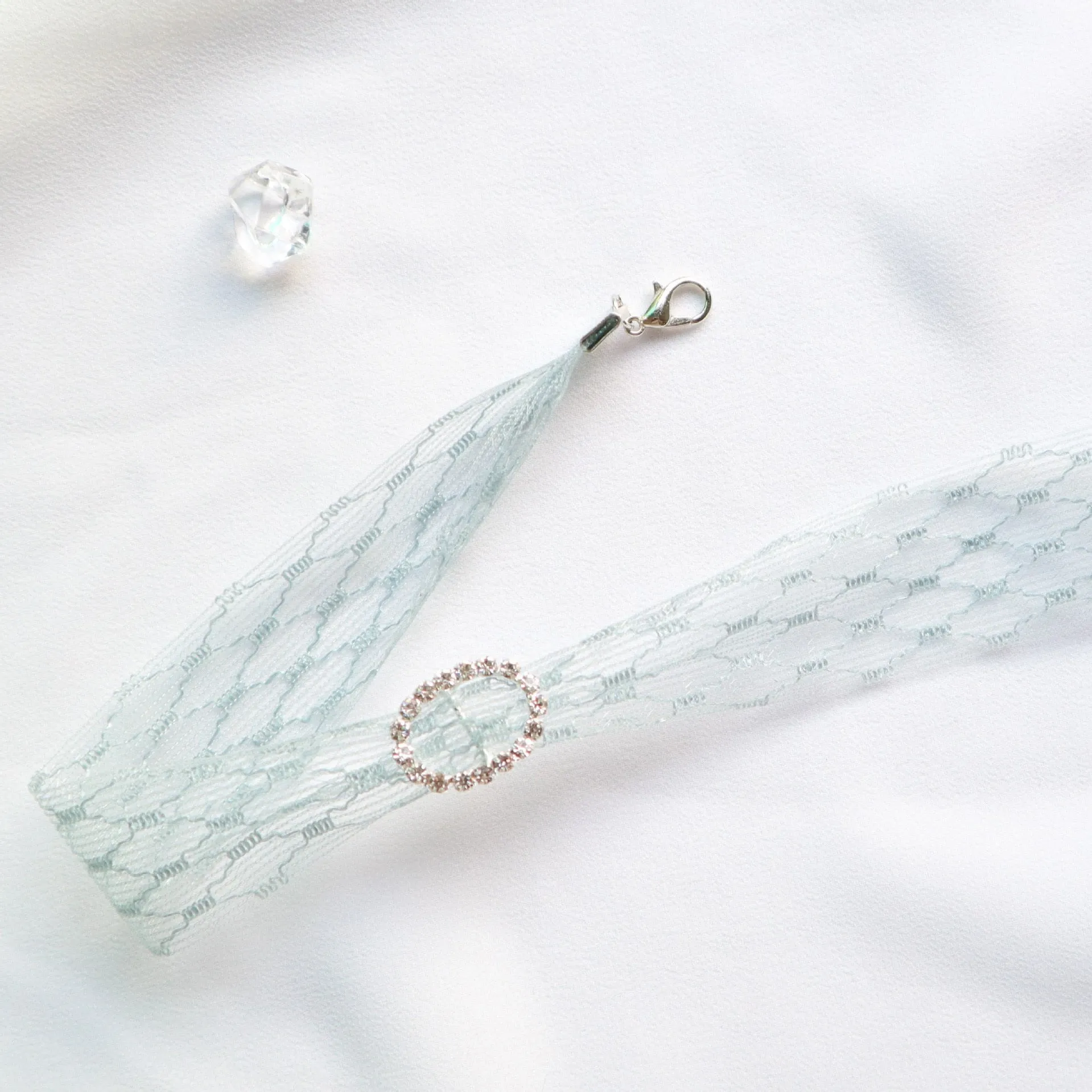 Cute Harajuku Crystal Pendant Blue Lace Chokers Necklaces For Women Girl Boho Flower Charms Chian Aesthetic Jewelry
