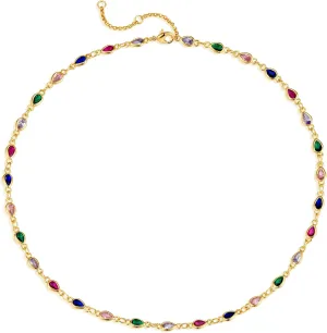 Dainty Chain Choker Necklace 18K Gold Plated Colorfull Link Chokers for Women Multicolor Necklaces Jewelry