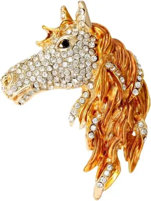 Horse Head Brooch Pins for Women, Gold Horse Brooch Pin, Cute Horse Animal Brooch Lapel Pin, Bohemian Golden Horse Head Brooches Pins for Women Hat Bag Suit Dress Accessories Jewelry