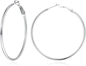 Jewlpire 14K Gold Plated 925 Sterling Sliver Post Hoop Earrings, 2MM Thick Hoop earrings Lightweight Large Gold Hoop Earrings for Women Trendy 20/30/40/50/60/70mm