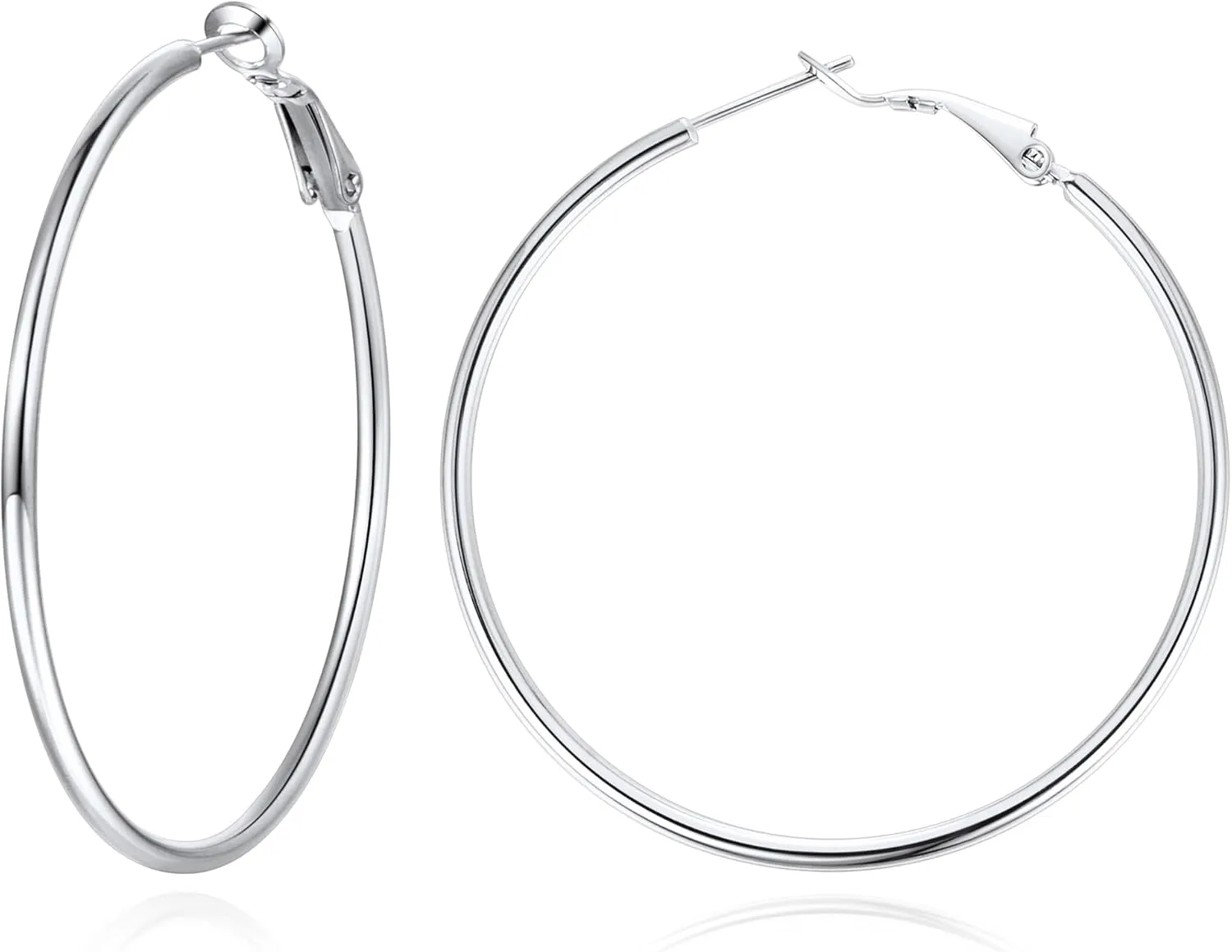 Jewlpire 14K Gold Plated 925 Sterling Sliver Post Hoop Earrings, 2MM Thick Hoop earrings Lightweight Large Gold Hoop Earrings for Women Trendy 20/30/40/50/60/70mm