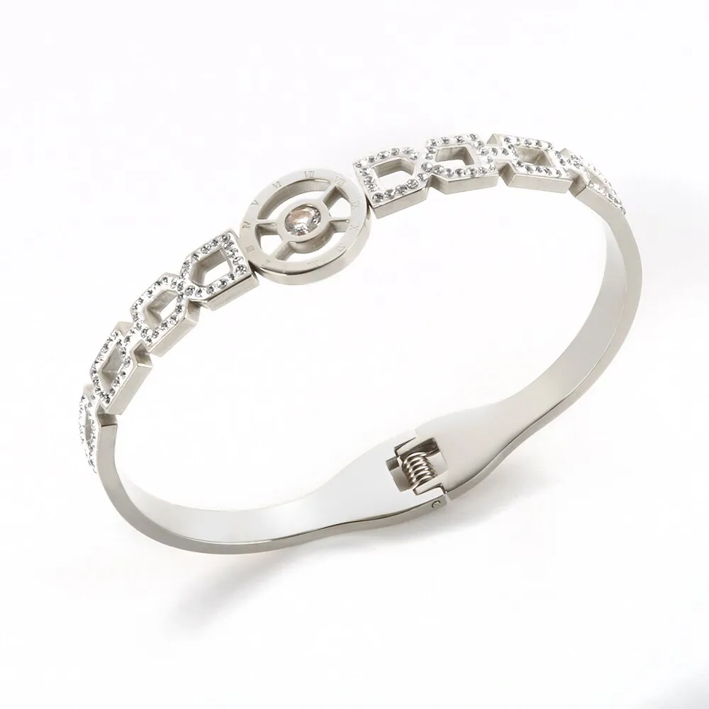 Luxury Geometric White Clay Shiny CZ Crystal Bracelets
