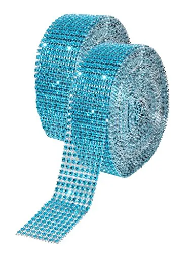 Mandala Crafts Faux Diamond Bling Wrap, Faux Rhinestone Crystal Mesh Ribbon Roll for Wedding, Party, Centerpiece, Cake, Vase Sparkling Decoration