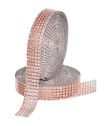 Mandala Crafts Faux Diamond Bling Wrap, Faux Rhinestone Crystal Mesh Ribbon Roll for Wedding, Party, Centerpiece, Cake, Vase Sparkling Decoration