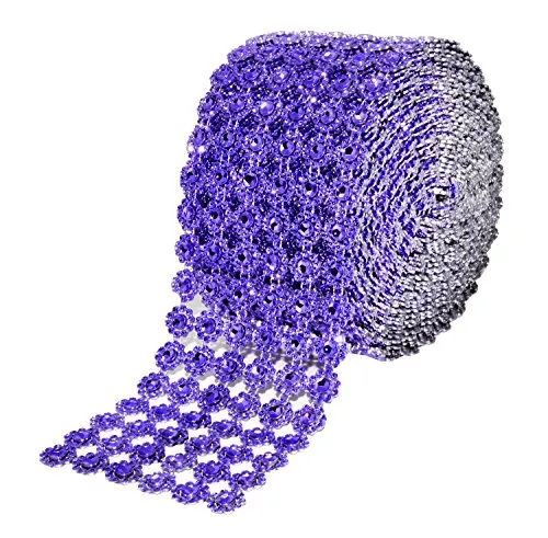Mandala Crafts Faux Diamond Bling Wrap, Faux Rhinestone Crystal Mesh Ribbon Roll for Wedding, Party, Centerpiece, Cake, Vase Sparkling Decoration