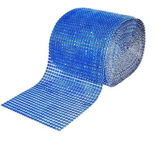 Mandala Crafts Faux Diamond Bling Wrap, Faux Rhinestone Crystal Mesh Ribbon Roll for Wedding, Party, Centerpiece, Cake, Vase Sparkling Decoration