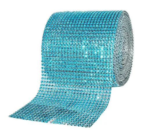 Mandala Crafts Faux Diamond Bling Wrap, Faux Rhinestone Crystal Mesh Ribbon Roll for Wedding, Party, Centerpiece, Cake, Vase Sparkling Decoration